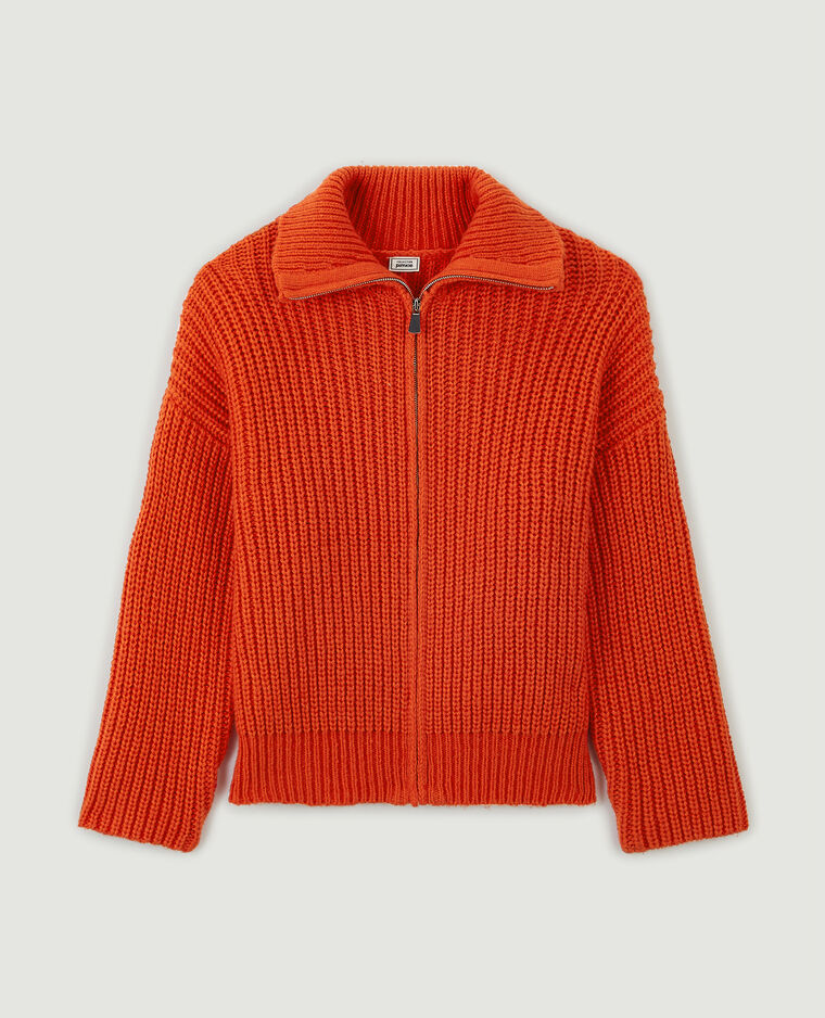 Gilet zippé grosse maille orange - Pimkie