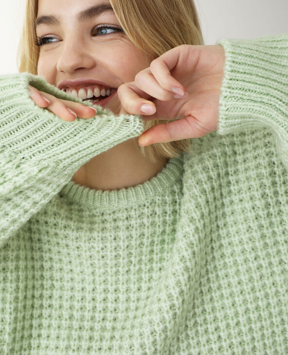 Pull grosse maille vert clair - Pimkie