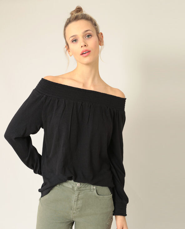 Blouse à col bardot noir - Pimkie