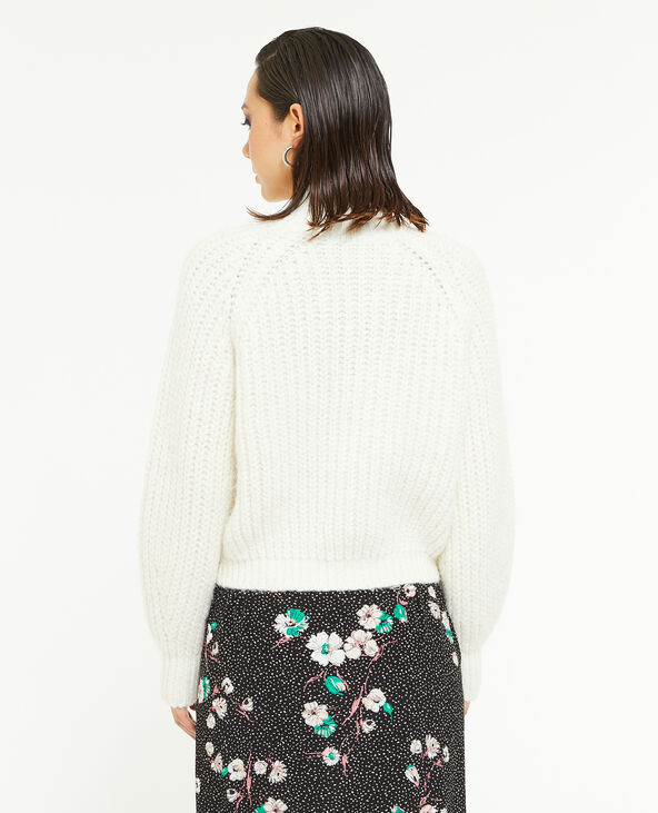 Pull grosses mailles col montant blanc - Pimkie