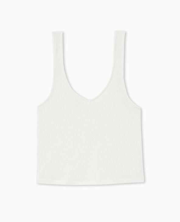 Débardeur col V en maille rustique blanc - Pimkie