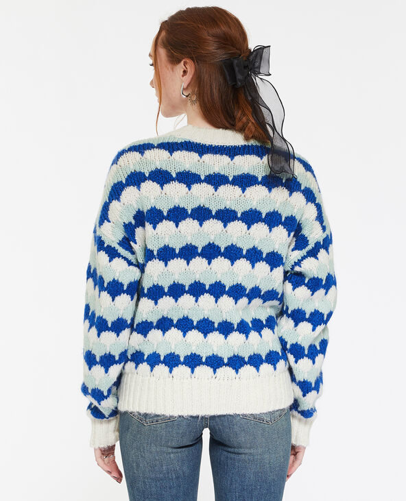 Pull en maille motif écailles bleu - Pimkie