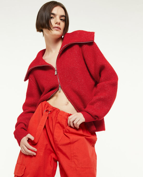 Gilet zippé grand col camionneur rouge - Pimkie