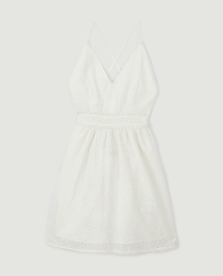 Robe dos-nu en broderie anglaise blanc - Pimkie