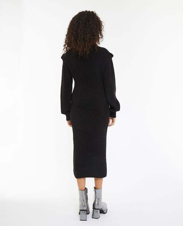 Robe pull longue avec effet épaulette noir - Pimkie