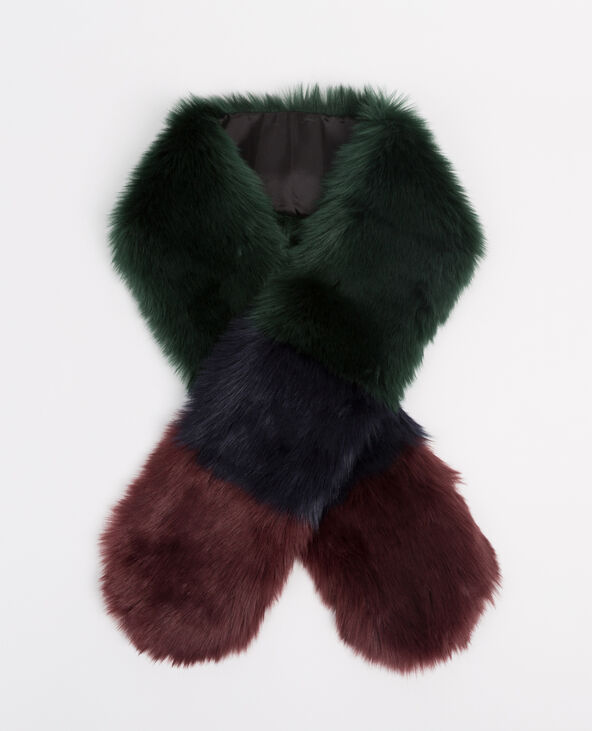 Echarpe en fausse fourrure tricolore vert foncé - Pimkie