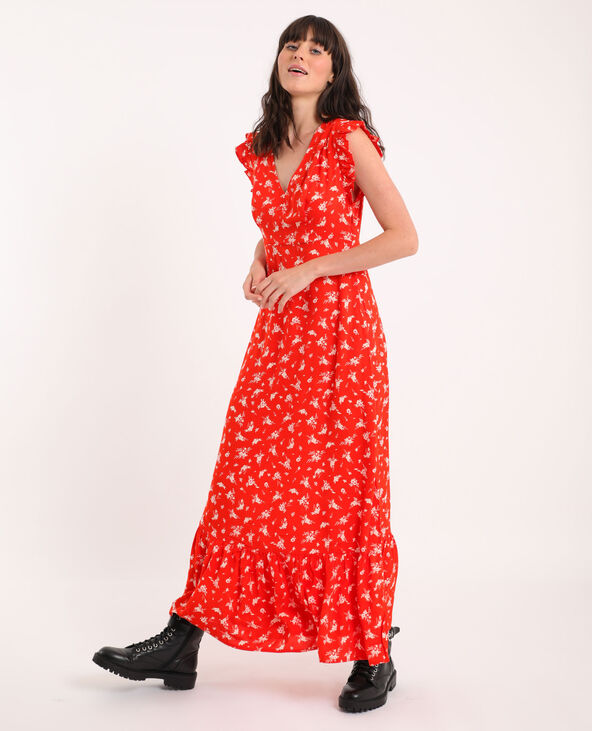 Robe longue fleur best sale rouge