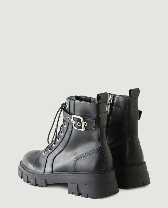 Boots en simili cuir noir - Pimkie