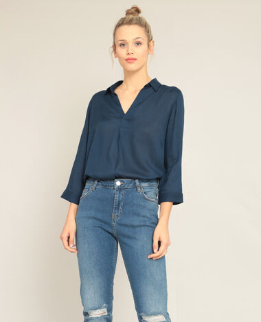 Blouse col V bleu marine - Pimkie