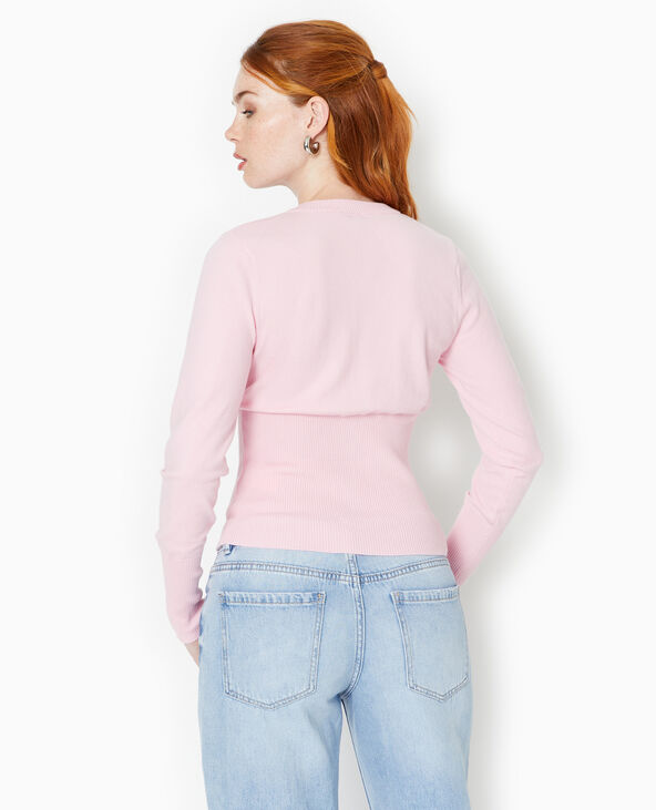Gilet en maille fine avec taille bord-côtes Rose poudré - Pimkie