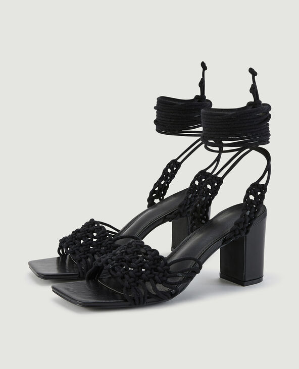 Sandales en crochet noir - Pimkie