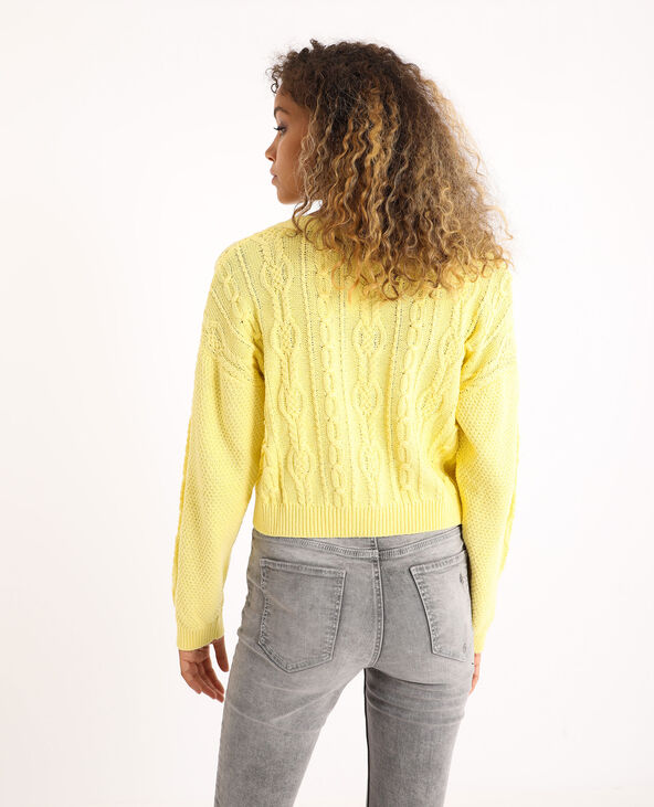 Pull court à torsades jaune - Pimkie