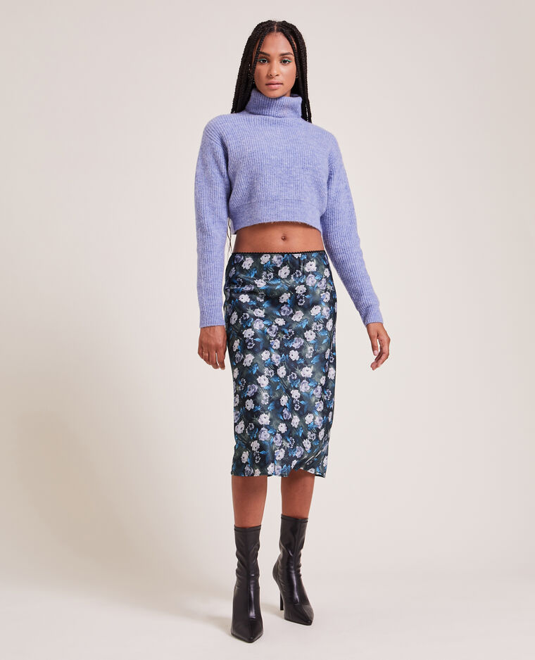Jupe midi en tissu satiné noir - Pimkie