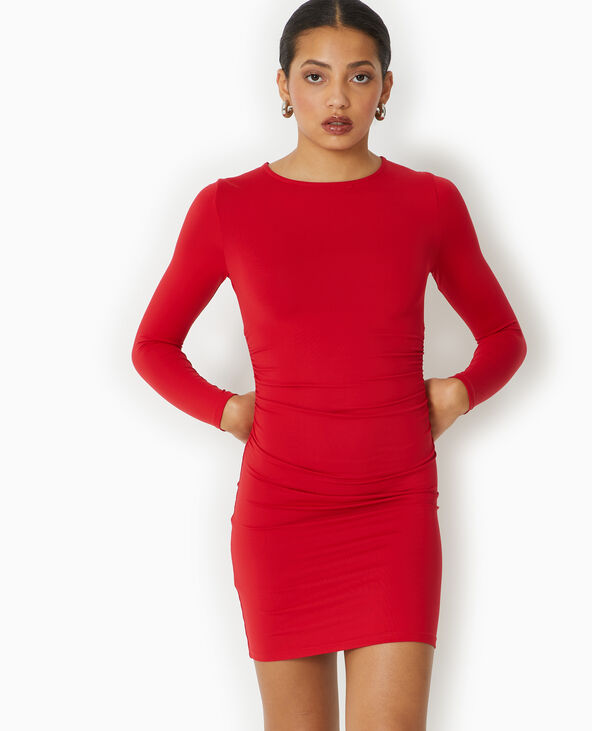 Robe courte en maille avec dos ouvert rouge - Pimkie