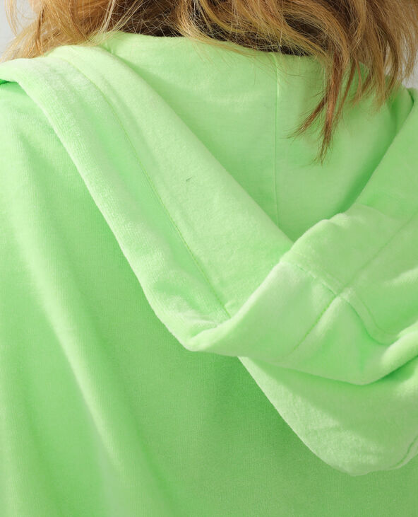 Sweat à capuche en velours vert anis - Pimkie