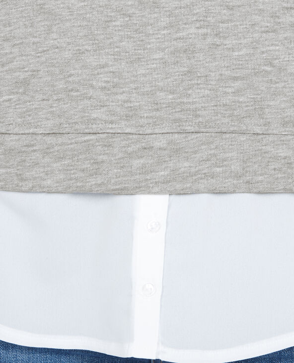 Sweat 2 en 1 à perles gris chiné - Pimkie