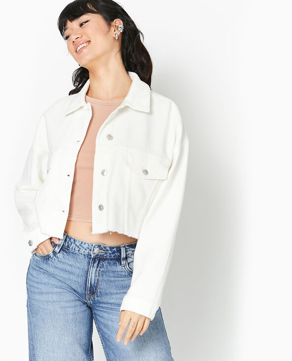 Veste en jean coupée cropped écru - Pimkie