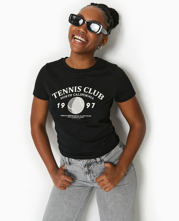 T-shirt ajusté avec print devant noir - Pimkie