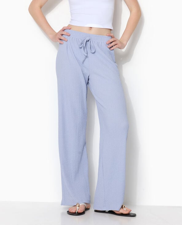 Pantalon large en tissu reliefé bleu - Pimkie