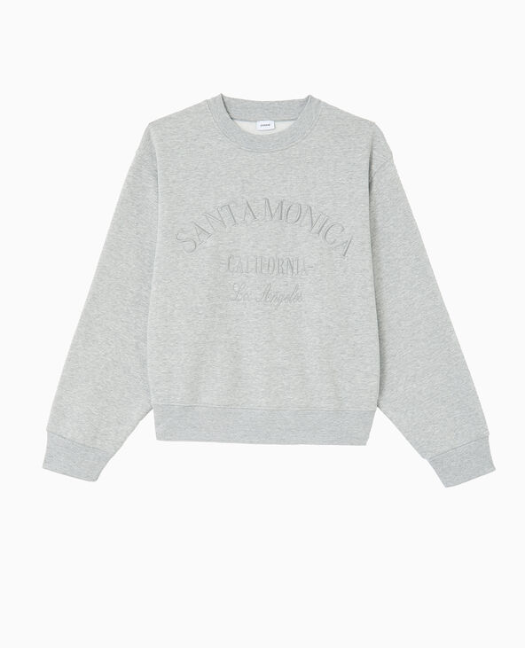 Sweat col rond avec broderie gris chiné - Pimkie