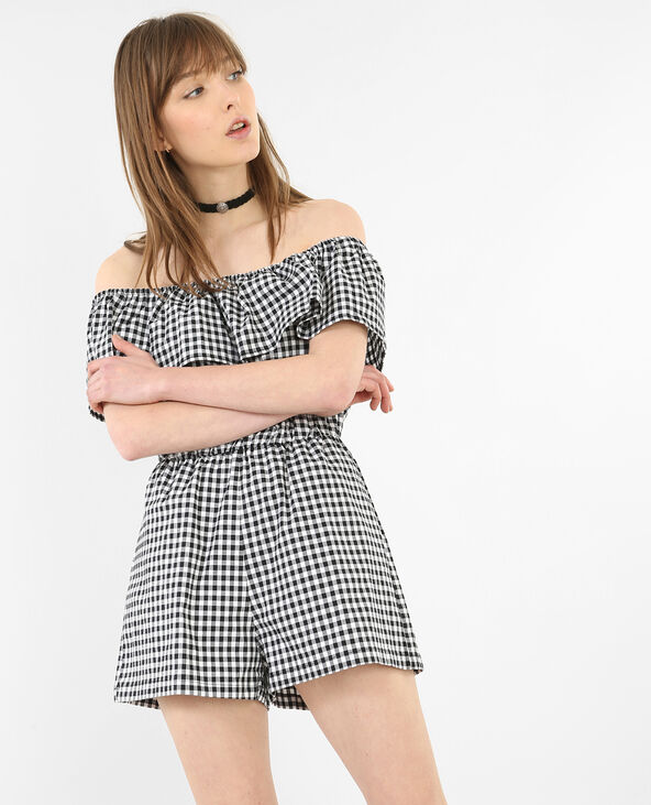 Combi-short à volants noir - Pimkie