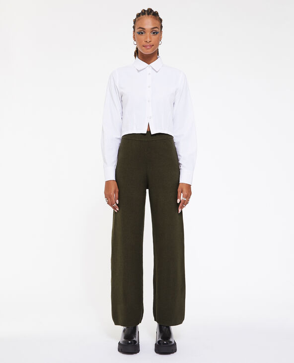 Pantalon en maille large et droit vert kaki - Pimkie