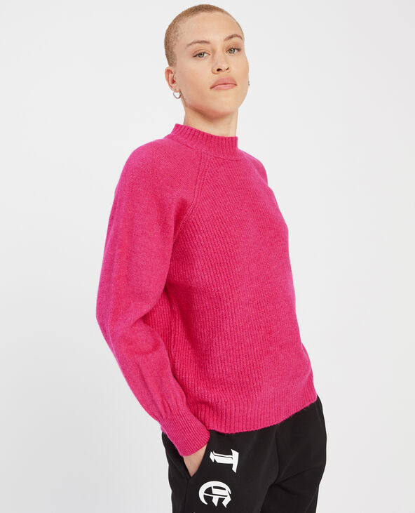 Pull maille col montant rose fluo - Pimkie