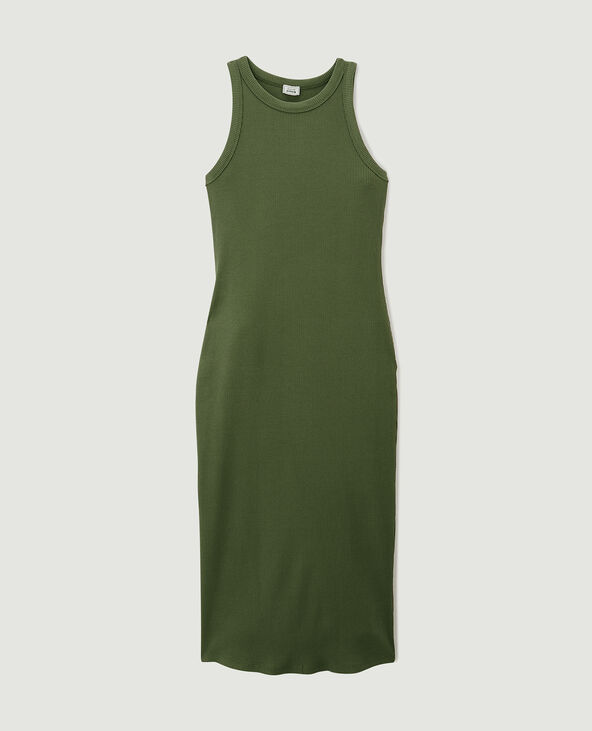 Robe débardeur maille côtelée vert kaki - Pimkie