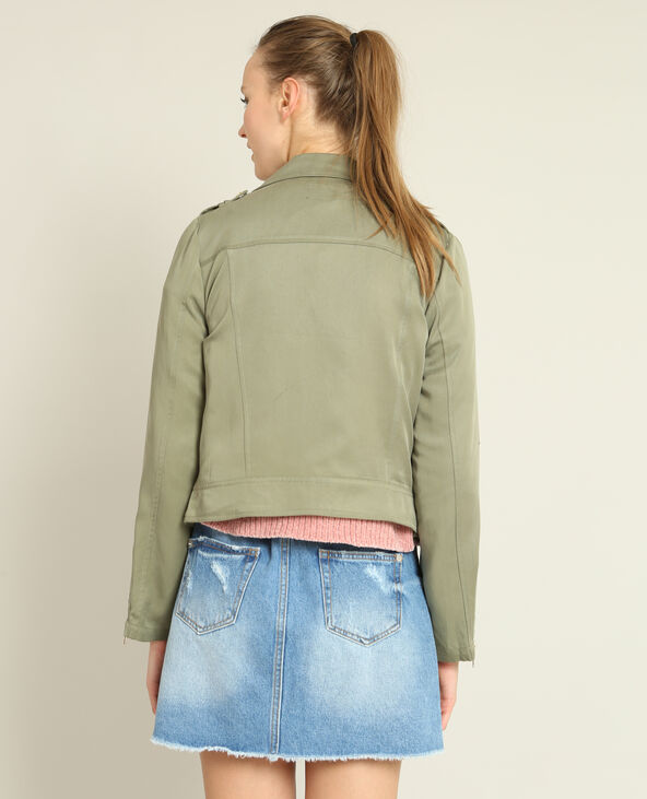 Veste biker fluide vert de gris - Pimkie
