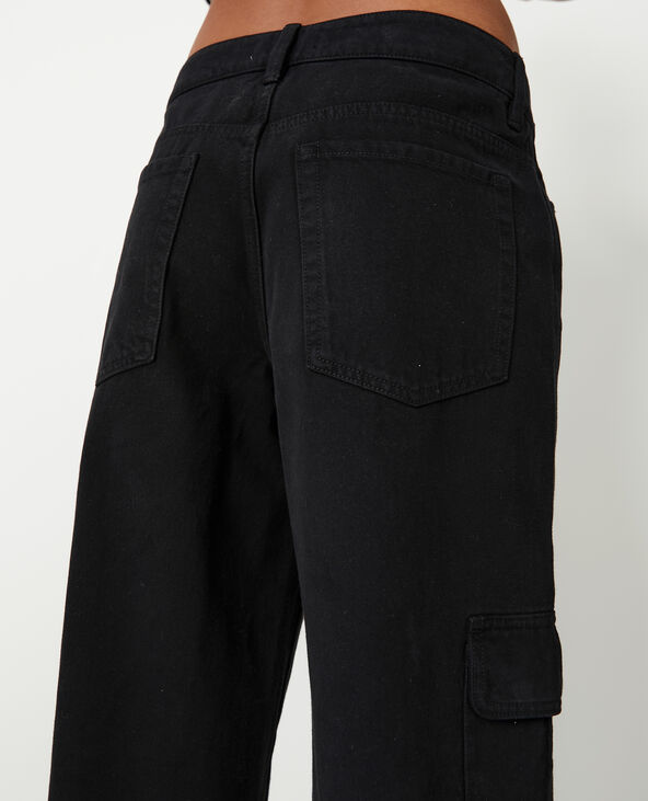 Jean large cargo taille basse noir - Pimkie