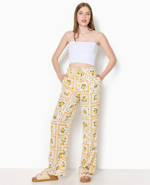 Pantalon taille coulissée motif citrons jaune - Pimkie