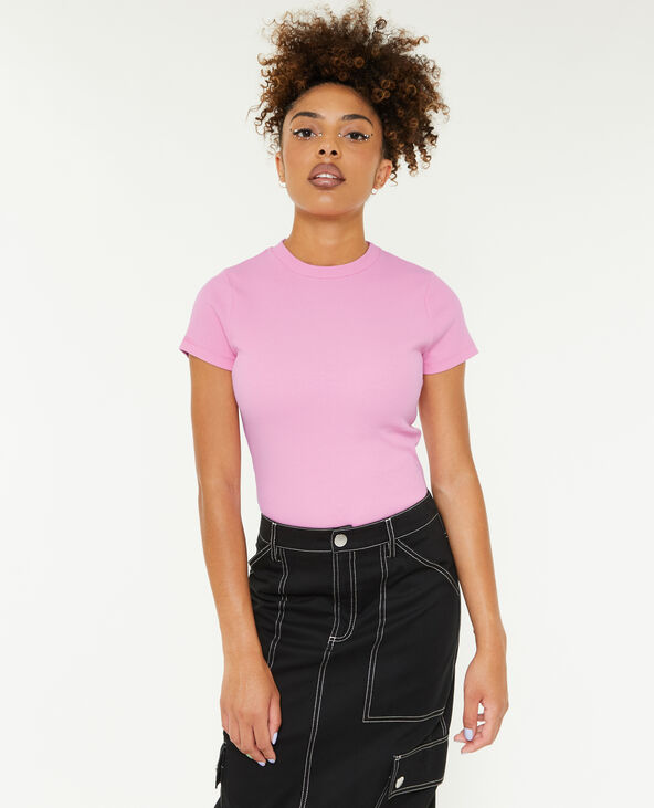 Top maille côtelée rose - Pimkie