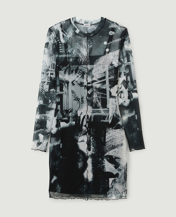 Robe courte en maille micro-mesh noir - Pimkie