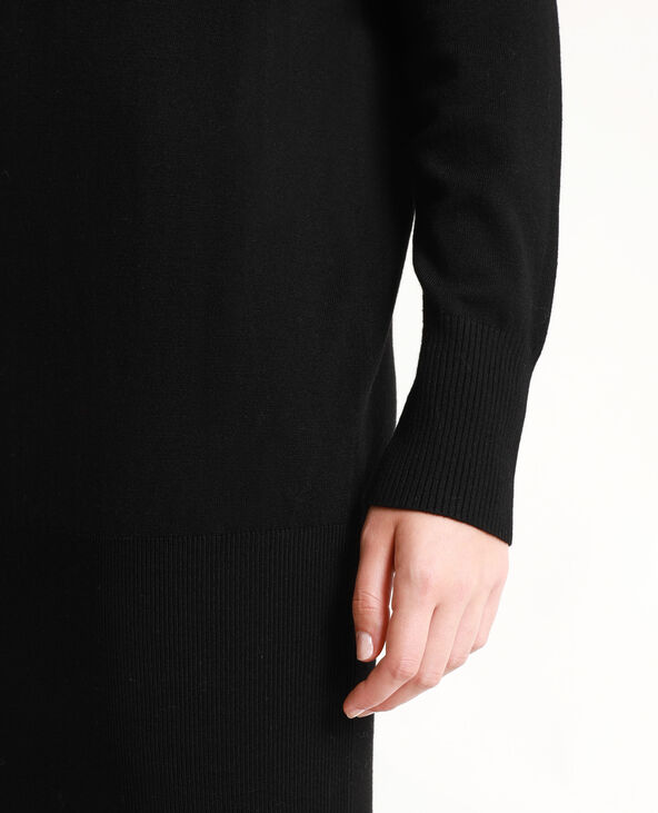 Robe pull à col châle noir - Pimkie