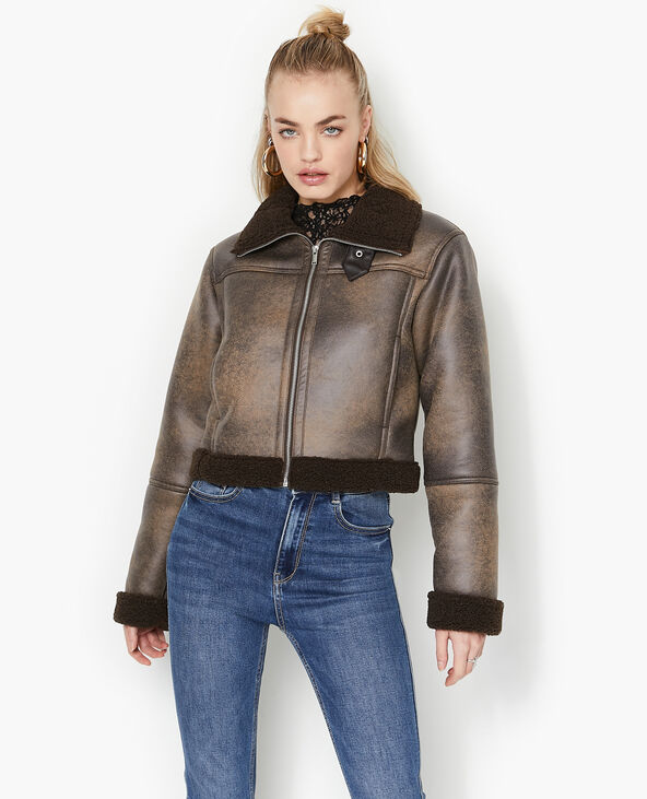 Blouson façon bombardier avec sherpa marron - Pimkie