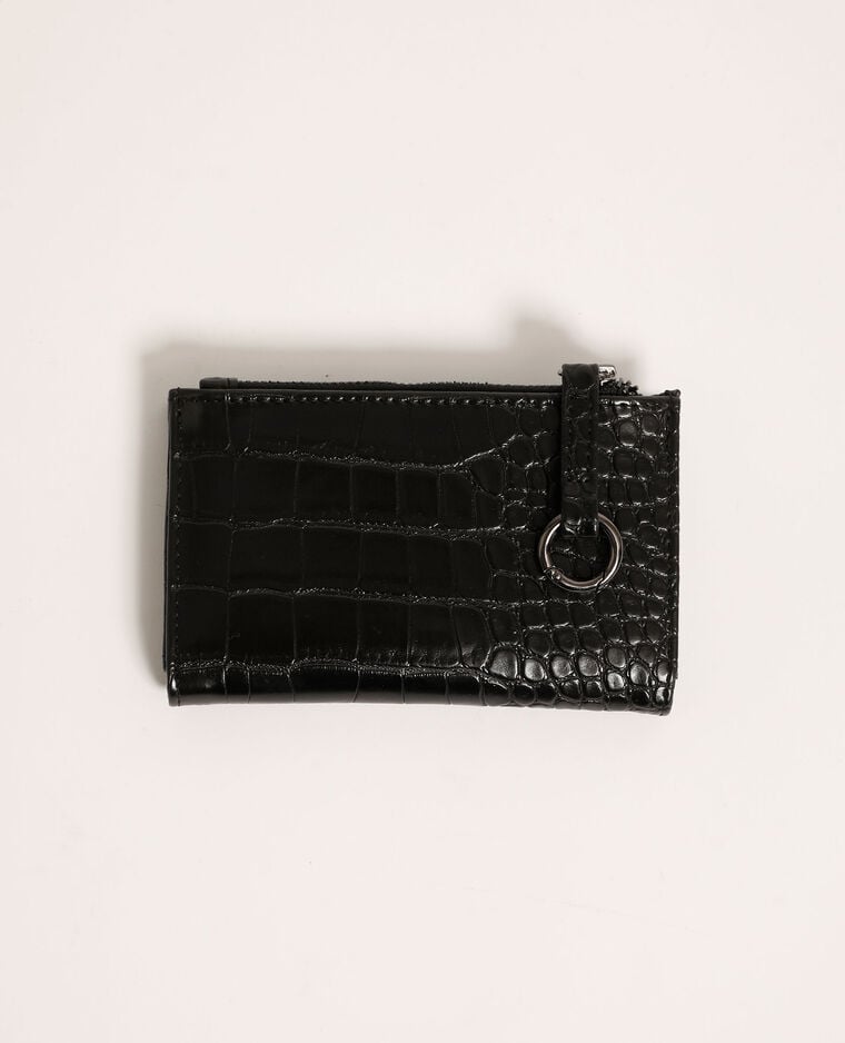Mini portefeuille effet croco noir - Pimkie