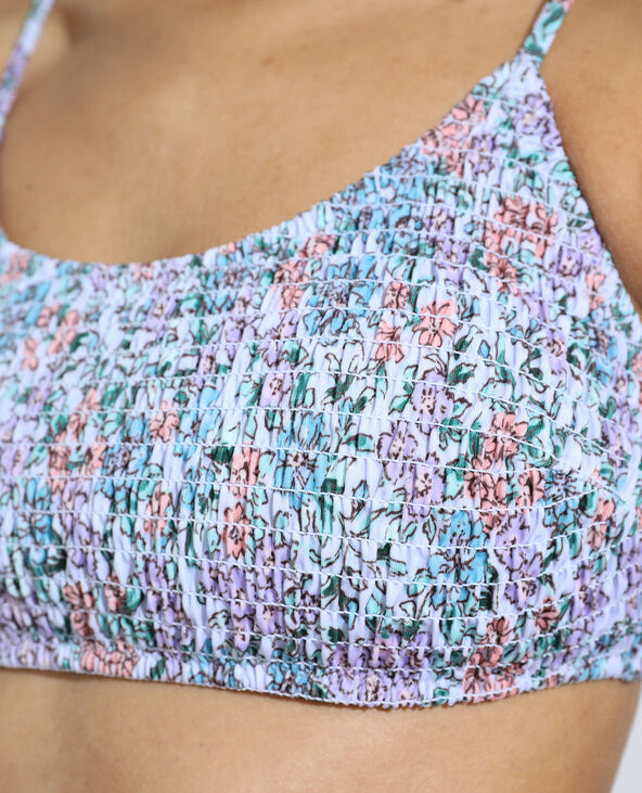 Haut de maillot de bain brassière smocké à fleurs bleu - Pimkie