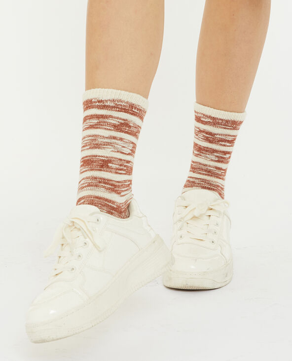 Paire de chaussettes bicolores effet rayé taupe - Pimkie