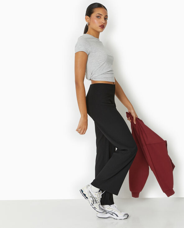 Pantalon large et fluide en tissu effet froissé noir - Pimkie