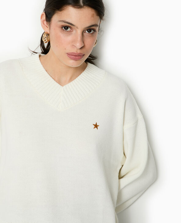 Pull col V blanc - Pimkie