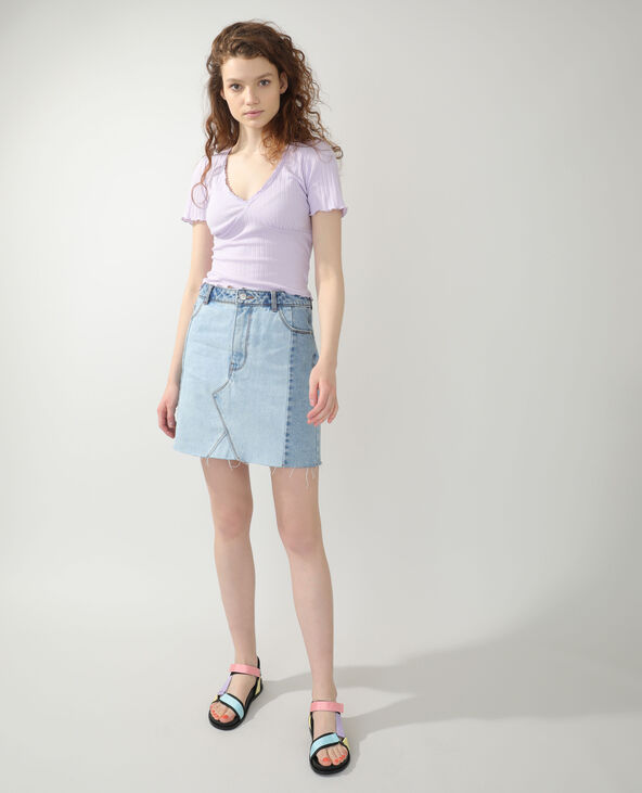 T-shirt côtelé lilas - Pimkie