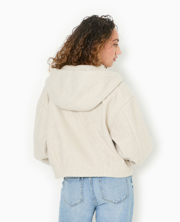 Blouson zippé avec capuche effet drap de laine beige - Pimkie