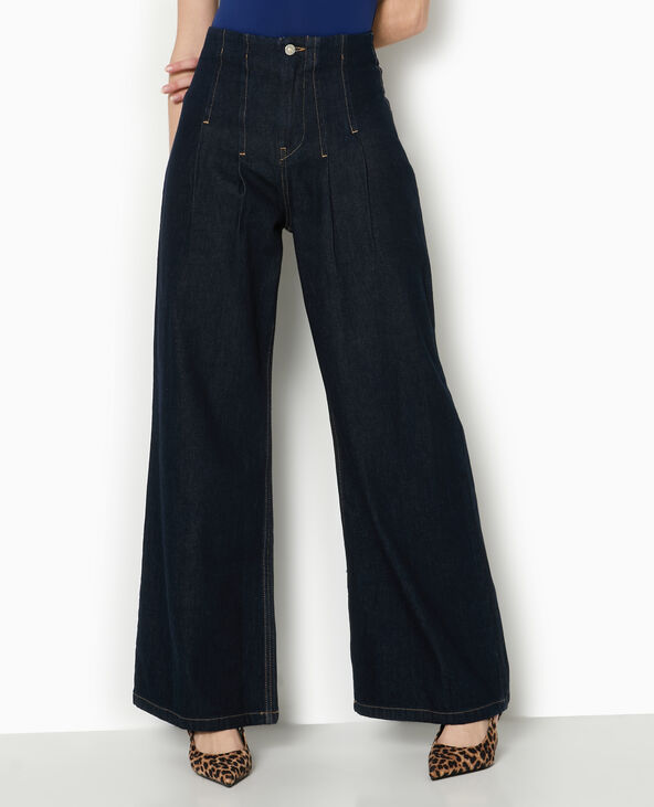 Jean wide taille haute avec pinces bleu - Pimkie