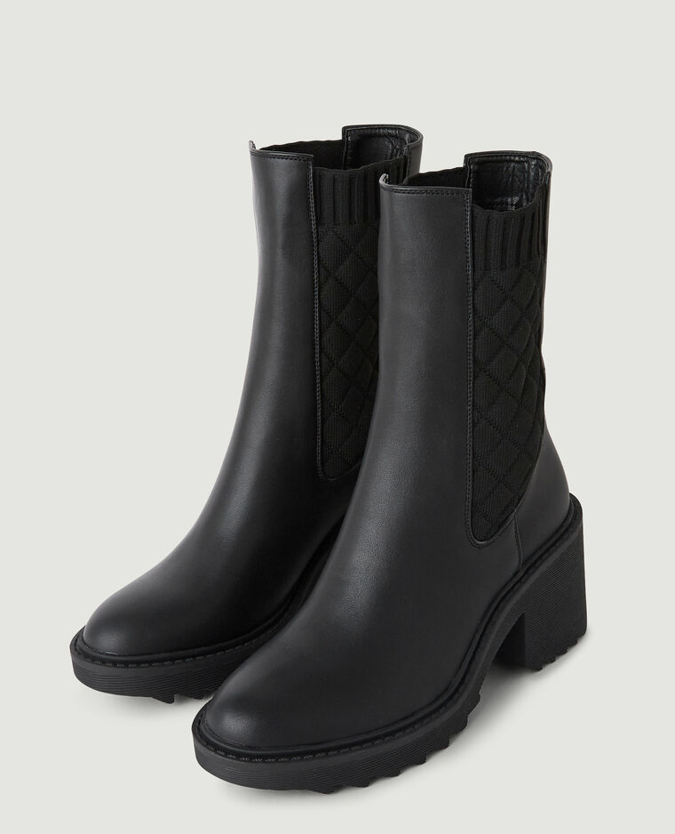 Bottines chelsea à élastiques quadrillés noir - Pimkie