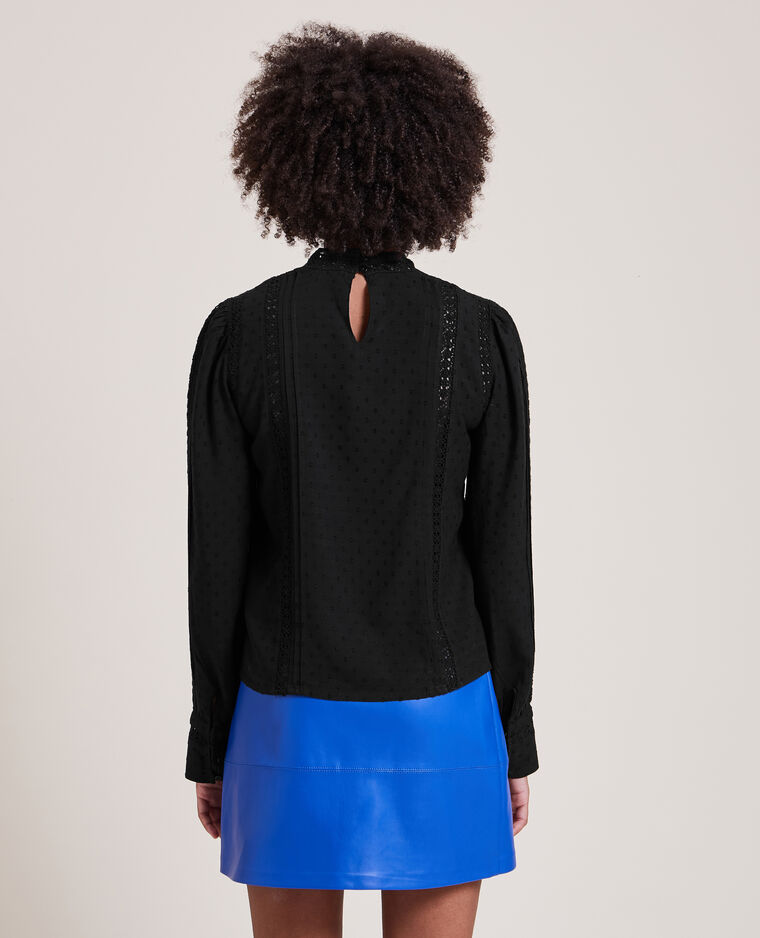 Blouse dentelle et plumetis noir - Pimkie