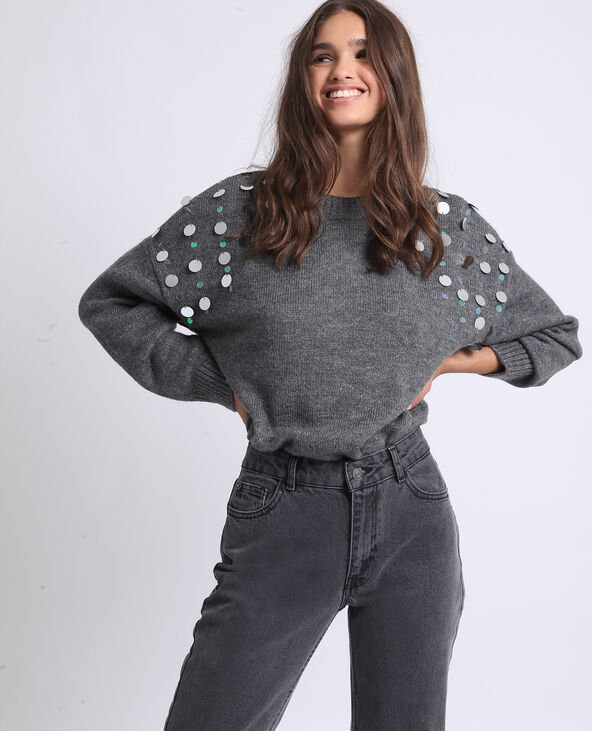 Pull à bijoux gris chiné - Pimkie