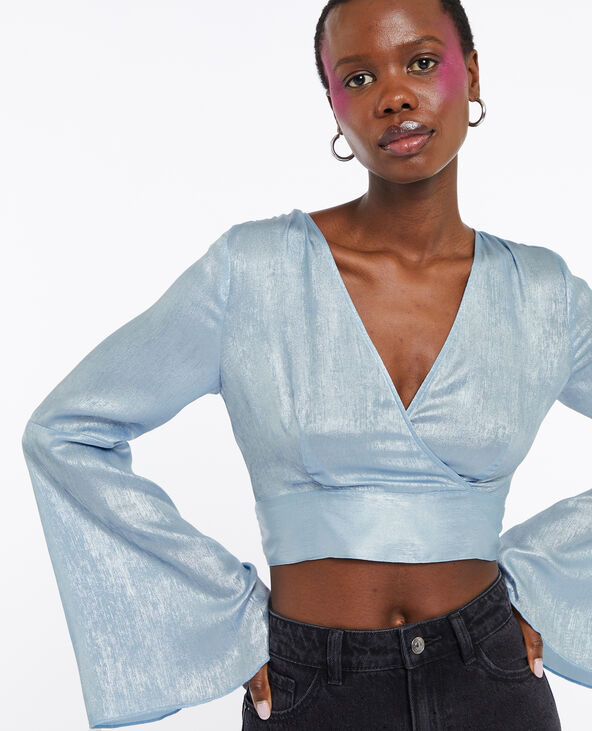 Top court cache-cœur avec cut out dos bleu - Pimkie
