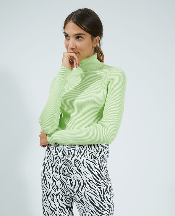 Pull fin col roulé jaune fluo - Pimkie