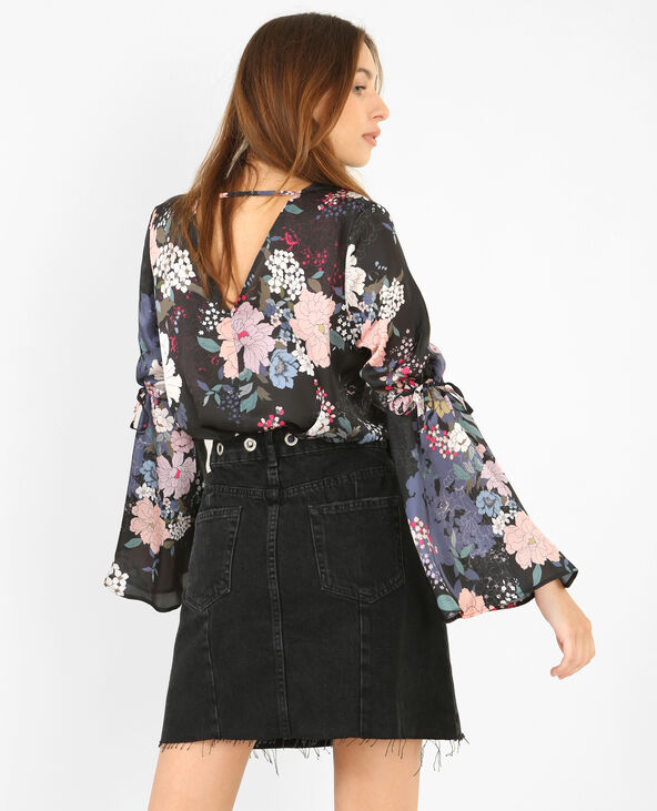 Body satiné fleuri noir - Pimkie