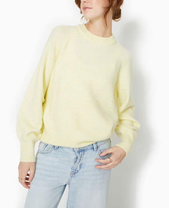 Pull oversize col rond manches raglan Jaune pâle - Pimkie